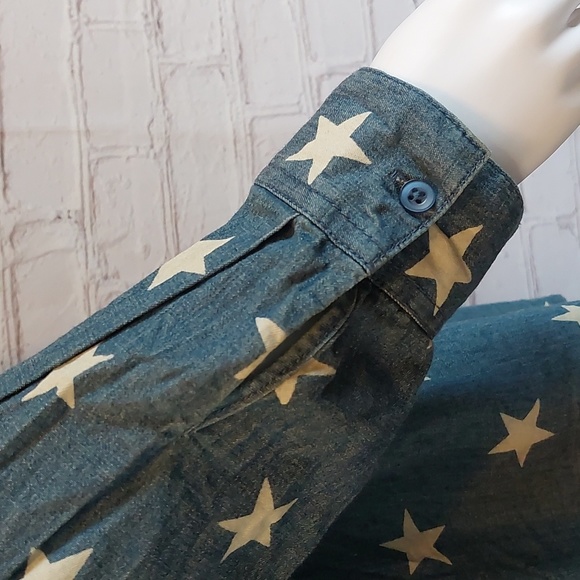 D & co Star Chambray Button Down Shirt Denim & Company Top XXL 2X - Picture 3 of 8